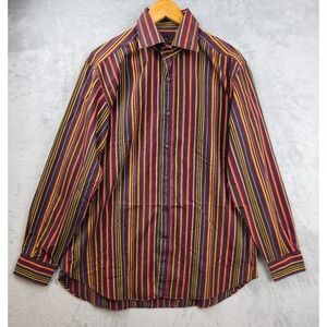 Etro Milano Multicolored Retro Striped Long Sleeve Men's Shirt size 44